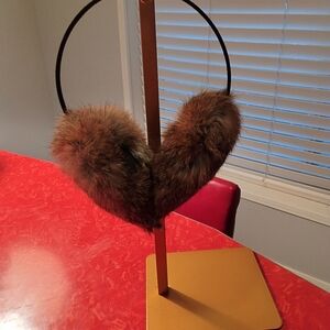Yves Solomon Accessories Brown Faux Fur Earmuffs